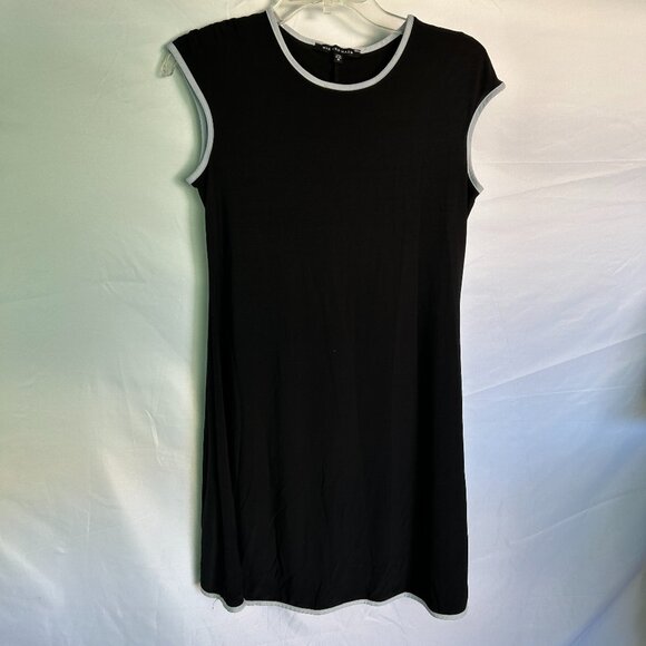 Women's Nik and Nash stretch sleeveless pull on Dress Size M Black gray trim - Picture 1 of 8